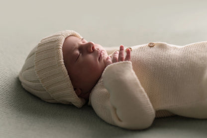 Babykleidung Neugeborenen-Set Creme-Weiß mit Mütze