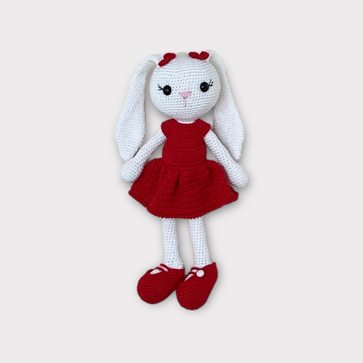 Hase Rosi Kuscheltier Rot-Weiss