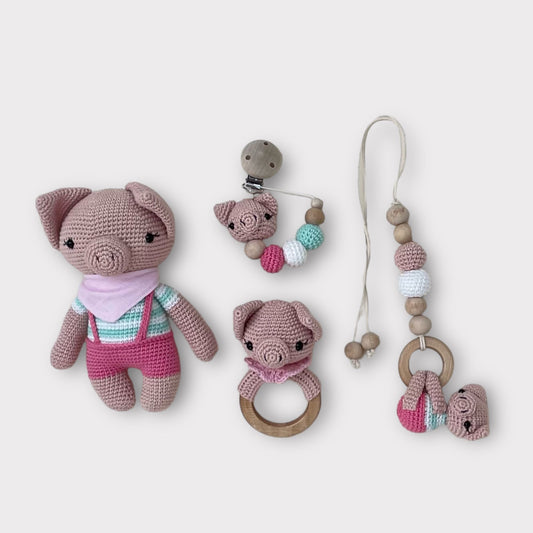 [NEU] Schwein Pinky Baby-Starter-Set (4-teilig)